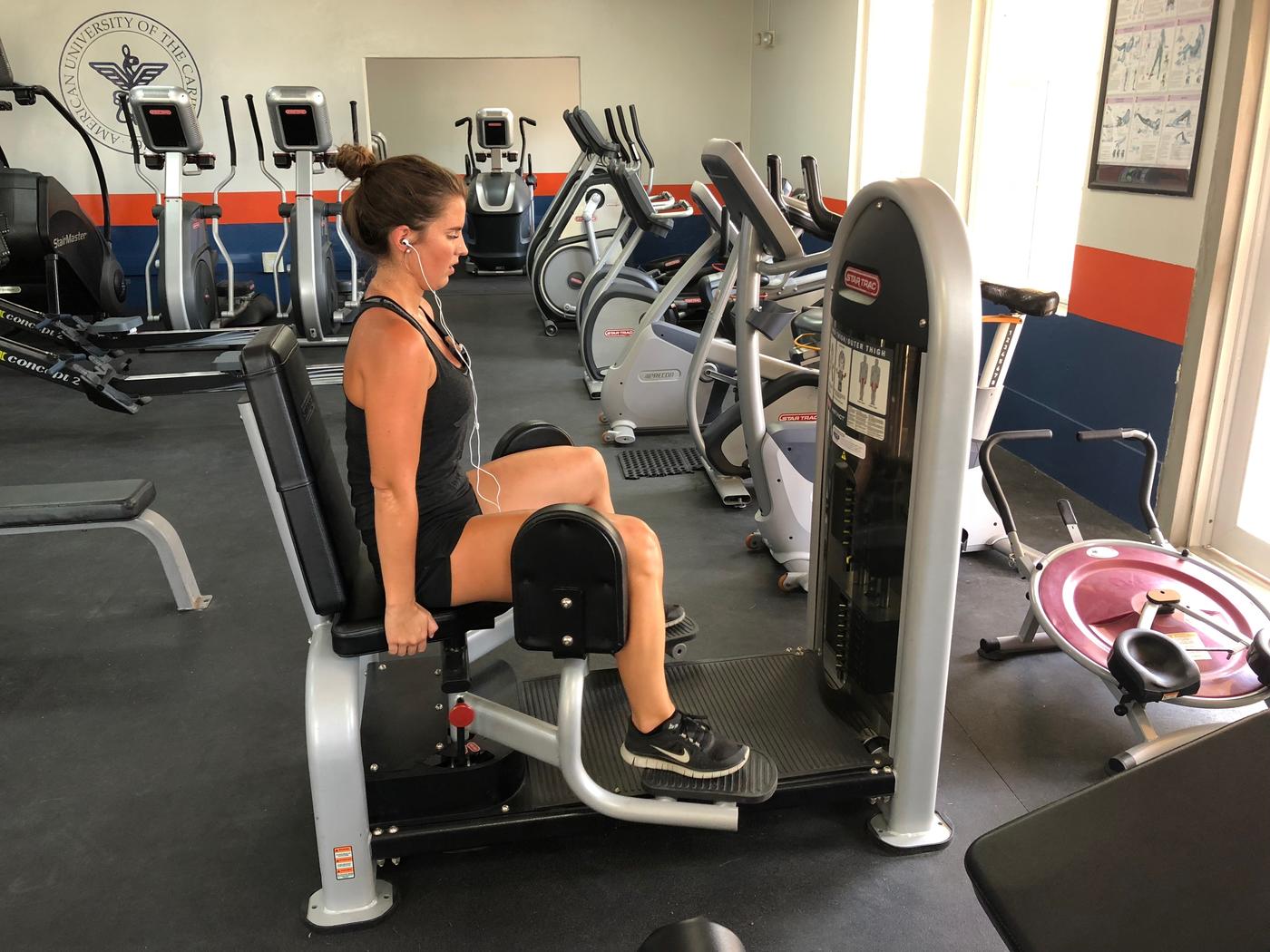 Woman working out in fitness center